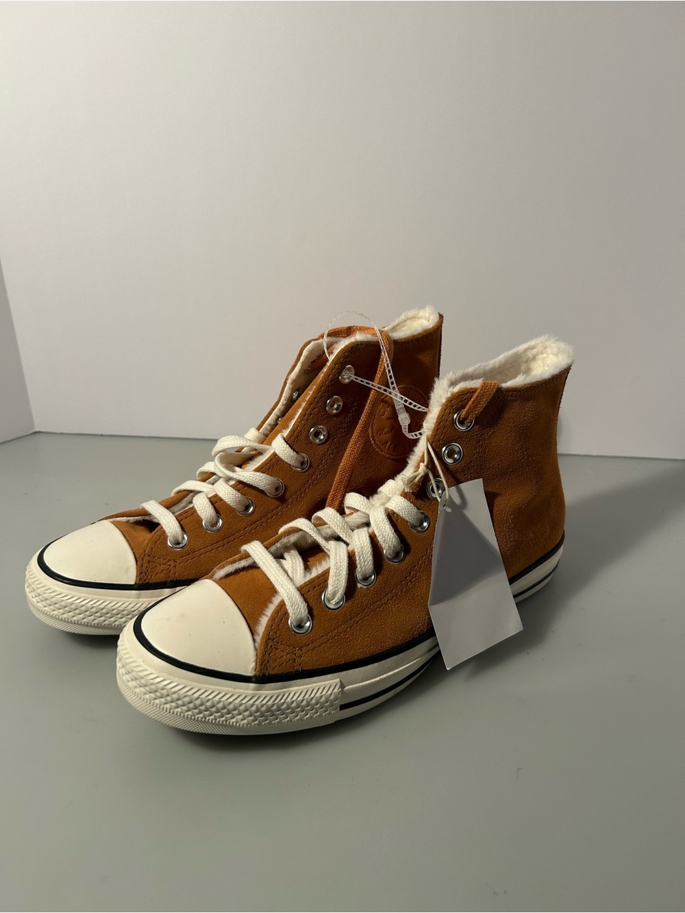 Chestnut brown fuzzy Converse size 8.5
